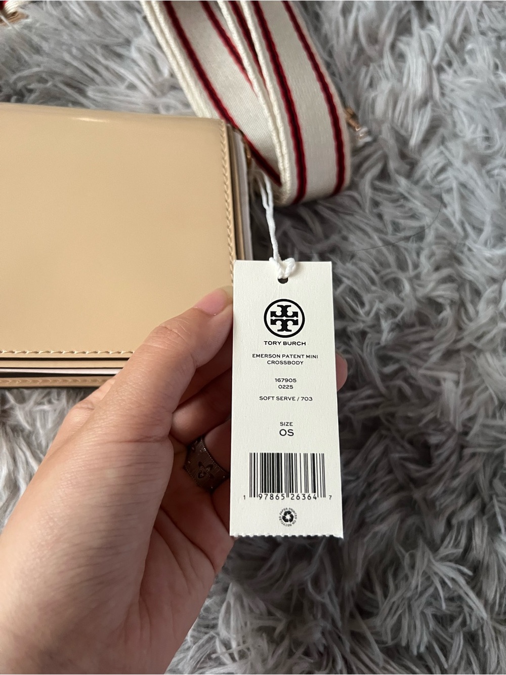 Tory Burch Mini Emerson Patent Crossbody Bag In Cream/Soft Serve - Picture 2 of 5